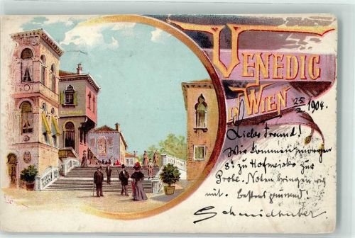 Wien 2. Bezirk, Leopoldstadt Etablissement Gasthaus Venedig Vergnügungspark Prater Kunstgeschichte Wien Lithographie / Künstlerkarte