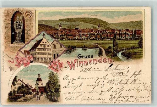 Winnenden Rathaus Stadt Kirche Apotheke St. Wendelin