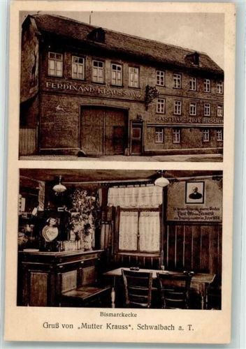 Schwalbach Gasthaus zum Hirschen Mutter Krauss Gaststube Bahnpost Frankfurt - Gronberg