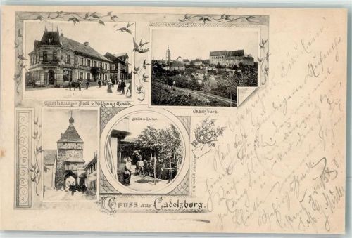 Cadolzburg 1899 Caldolzburg Stadttor Gasthaus zur Post Halle im Garten