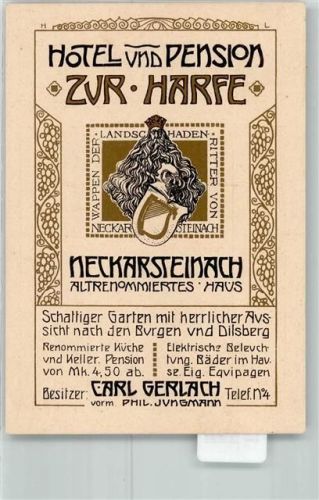 Neckarsteinach 1900 Hotel Pension Zur Harfe Nota