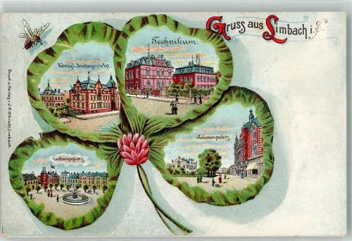 Limbach-Oberfrohna 1901 Blütenblatt Kgl. Amtsgericht Ludwigsplatz Technikum Johannesplatz