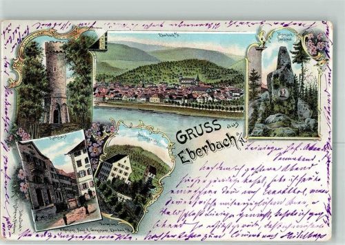 Eberbach 1898 Katzenbuckel Turm Rathaus Amtsgericht Bismarck-Denkmal