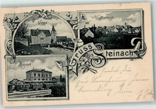 Steinach b Rothenburg ob der Tauber 1898 Bahnhof Kirche
