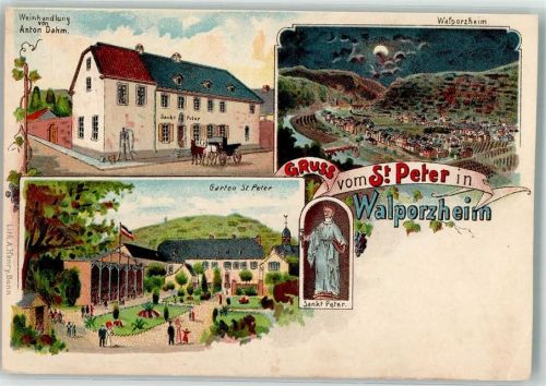 Walporzheim Gasthaus St. Peter Garten Lithographie