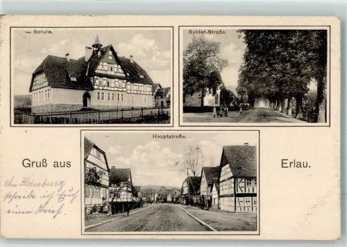 98553 O6051 Erlau b Suhl 1920 - Schule Hauptstraße Suhler-Straße