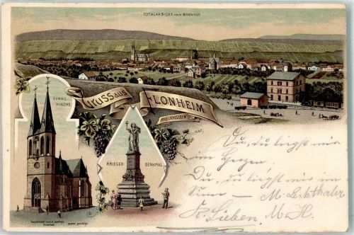 Flonheim 1898 Ev. Kirche Kriegerdenkmal Bahnhof
