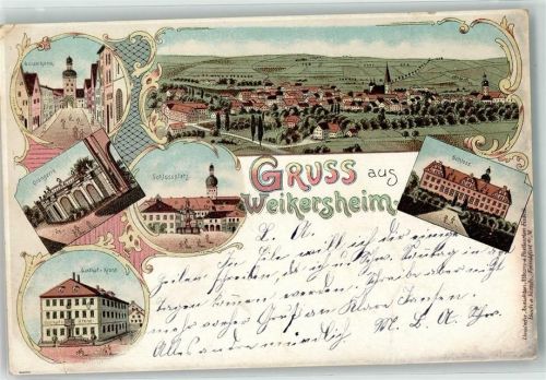 Weikersheim 1898 Gänseturm Orangerie Schlossplatz Gasthaus z. Krone Schloss