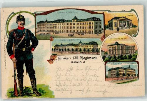 Döbeln 1909 139. Regiment Kaserne II. Batailion Wache Offiziercasino Kaserne I. Batailion Verheirateten Gebäude Uniform