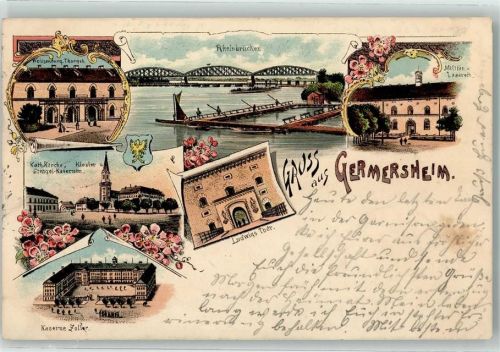 Germersheim 1900 Militär-Lazarett Rheinbrücken Kaserne Zoller Ludwigs-Tor