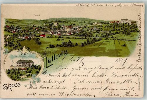 Letovice 1899 Gräfl. Kalnolrysches Schloss Lithographie