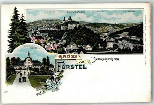 Schwarzenberg Heimstätte Förstel Lithographie