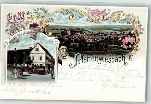 Pfaffenwiesbach 1898 Gasthaus zum Taunus Bahnpost HomburgUsingen Zg. 766