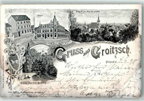 Groitzsch 1898 Groitzscher Berg Rathaus Post