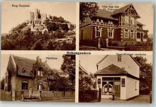 Hohengandern Villa San.-Rat Dr. Fuhlrott Burg Hanstein Pfarrhaus Geschäft Goedecke