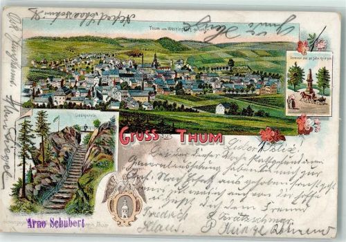 Thum 1901 Georgstein Denkmal des 30 jährigen Krieges Lithographie