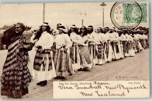 1905 The Poi Dance Maoriland Briefmarke Bildseite