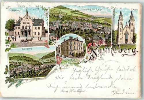 Sonneberg 1897 Rathaus Kirche Schlossberg Kurhaus