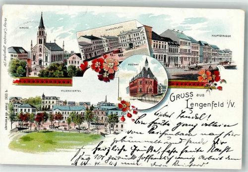 08485 O9802 Lengenfeld , Vogtl 1899 - Villenviertel Marktplatz Postamt Hauptstraße