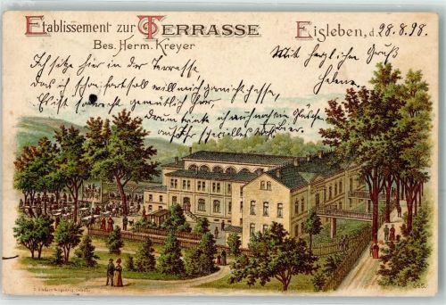 Lutherstadt Eisleben 1898 Gasthaus Etablissement zur Terrasse