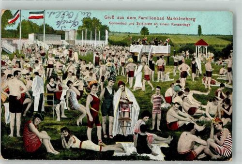 Markkleeberg 1914 Familienbad Schwimmbad Bademode Schwarz-Weiß-Rot