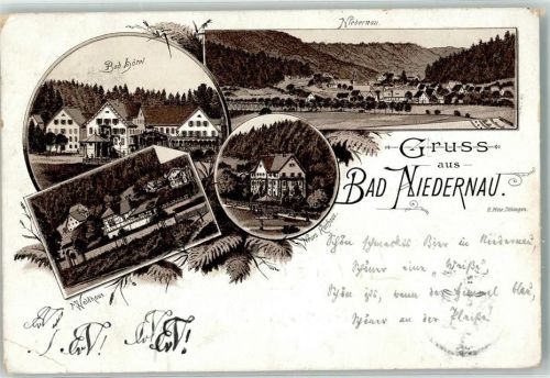 Bad Niedernau 1892 Vorläufer Waldhaus Bad-Hotel Neues Kurhaus Lithographie