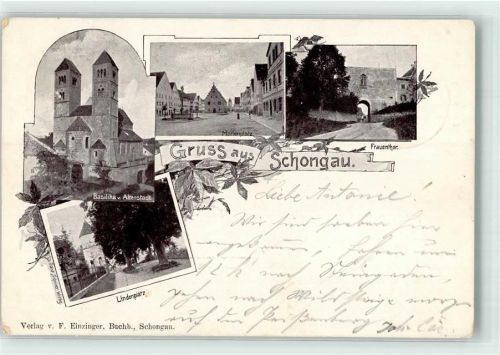 Schongau 1899 Basilika Marienplatz Frauentor Lindenplatz