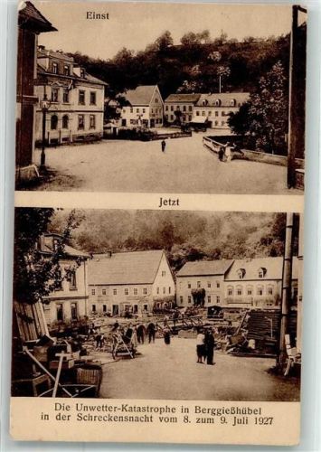 Kurort Berggießhübel Unwetterkatastrophe Hauptstraße 8. Juli 1927