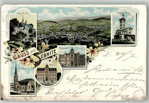 Sebnitz 1896 Ev. Kirche Grenadierburg Kath. Kirche Rathaus Post