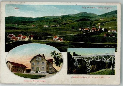 Maierhöfen Happen Gasthaus Schweinberger Argentobelbrücke Atelier Eug. Felle-Isny