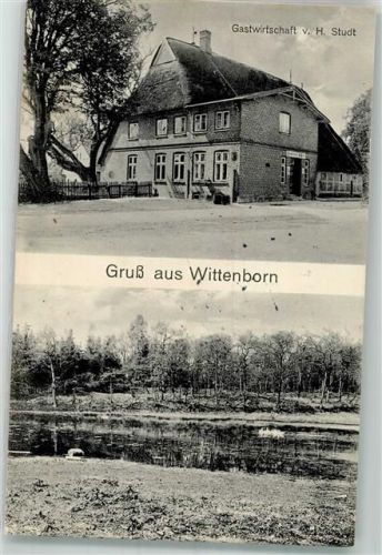 Wittenborn 1916 Dorfteich Enten Gasthaus Studt