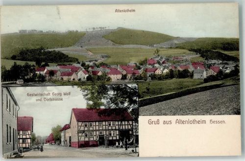 35110 W3559 Altenlotheim 1908 - Dorfstraße Gasthaus Wolf Fachwerkhaus