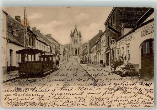 Bon-Secours 1904 Pferdestraßenbahn Geschäft Kirche La Grand´Rue