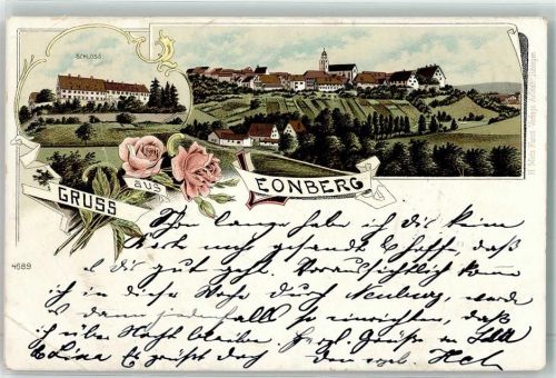 Leonberg 1896 Rosenknospen Schloß Leonberg Litho