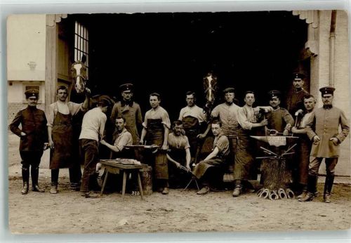 Grafenwöhr Gruppenphoto Hufschmiede Pferde Ort handschriftlich