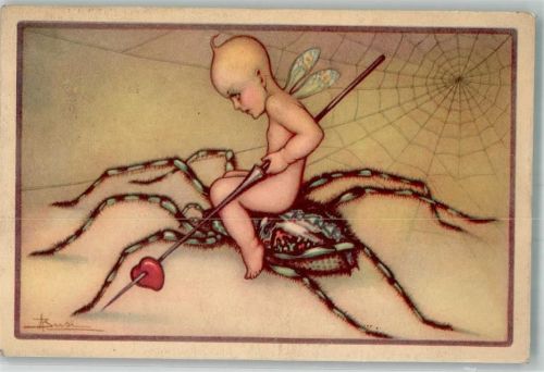 Spinne Fabelwesen Speer Herz aufgespießt