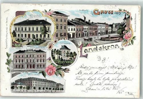 Lanskroun 1900 K.k. Fachschule f. Weberei K.k. Deutsches Staats Obergymnasium Tabakfabrik