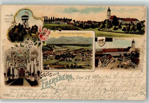 Ebersberg 1901 Ebersberg Ludwigshöhe Marktplatz Pfarrkirche Innenansicht