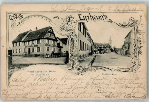 Entzheim 1903 Gasthaus zur Sonne Dorfstrasse