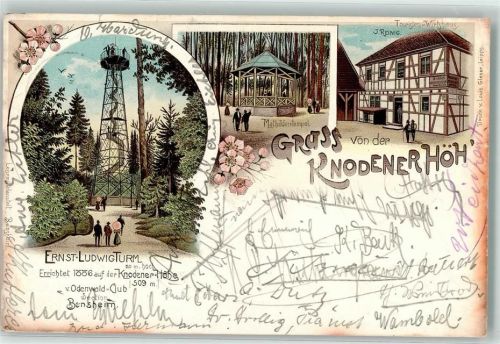 Bensheim 1898 Knodener Höh' Ernst Ludwig-Turm Mathildentempel Gasthaus