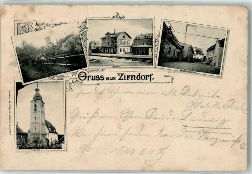 90513 W8502 Zirndorf , Mittelfr 1900 Gebrauchsspuren Bahnhof Kirche Alte Veste