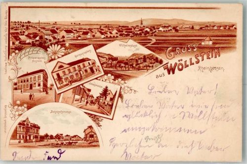 55597 W6556 Wöllstein , Rheinhess 1899 Lithographie Präparaden-Anstalt Germaniaplatz Wilhelmslust Bahnhofstraße