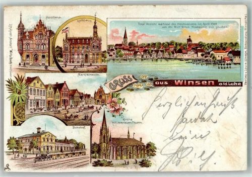 Winsen 1900 Bahnpost Hannover Hamburg Zug 9.9.00 Apotheke Rathaus Bahnhof
