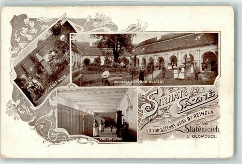 Olomouc 1913 Slatinice Kolonada a Pomnik Kubatuv Vnitrek Lazni