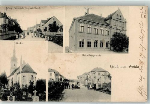 Weida 1915 Kirche Heidelbergstraße Schule König Friedrich August Straße