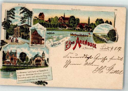 Arendsee 1907 Landw. Schule Villa Genser Villa Reip Kurhaus Deere Deet