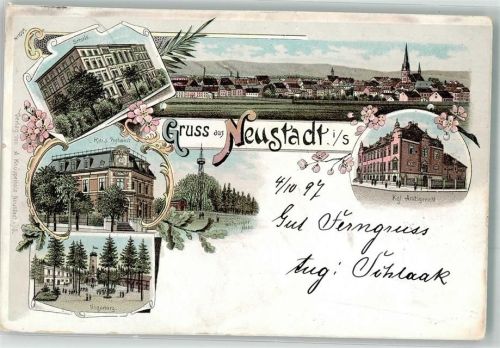Neustadt 1897 Kgl. Amtsgericht Ungerberg Kaiserl. Post Schule