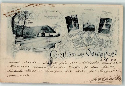 Oeversee 1898 Denkmal am Wald Gasthaus Hansen Dänisches Denkmal Wappen