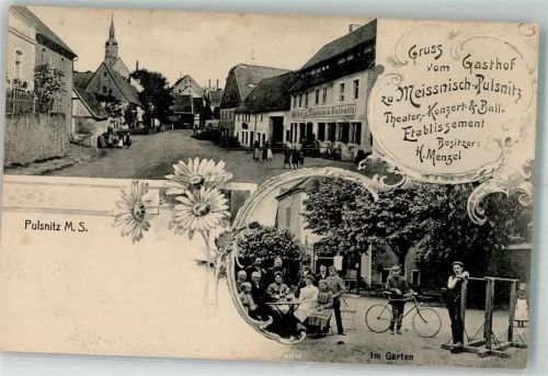 Pulsnitz Gasthaus zu Meissnisch-Pulsnitz Gartenwirtschaft Fahrrad Barren-Sportgerät
