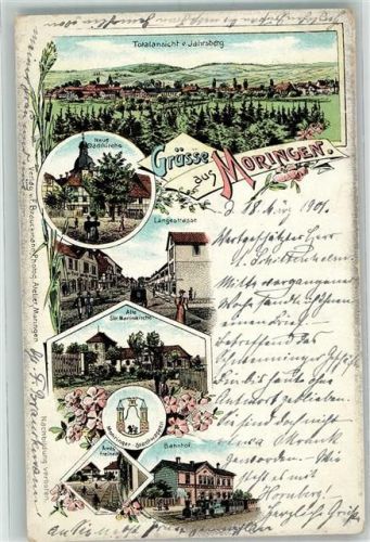Moringen 1901 Bahnhof Langestraße Stadtwappen Alte Martinskirche